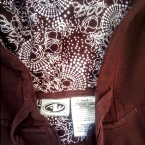 ATHLETIC WORK BROWN ZIP UP HOODIE SMALL WOMENS - Picture 3 of 4